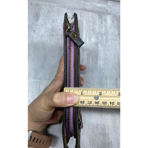 Billabong Wallet Womens One Size Brown Floral Zip Around Clutch Purple Lining - Picture 16 of 16